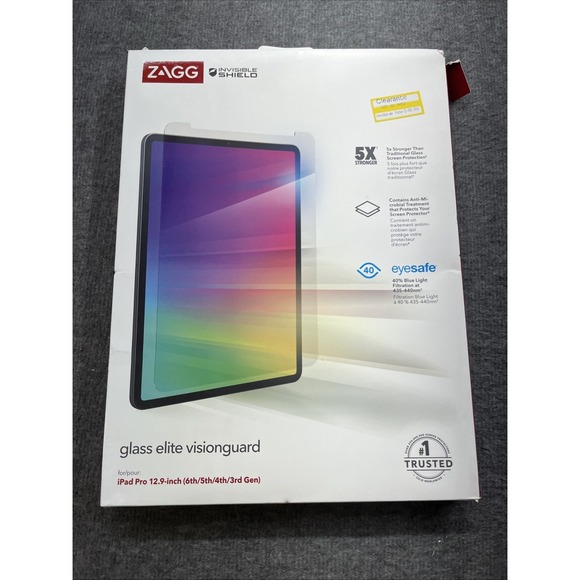 ZAGG‎ (Glass Elite Visionguard) Protector for iPad Pro 12.9 6th/5th/4th/3rd Gen - Picture 1 of 3